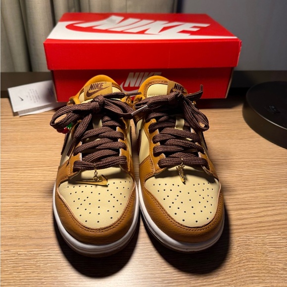 Nike Retro Dunk Low Dessert Ochre Sneakers with Cherry Charm - Picture 3 of 9